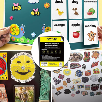 Adhesive Magnetic Sheets, |4" x 6"| 18 Packs, Flexible Magnet Sheets with Adhesive for Crafts, Photos and Die Storage, Easy Peel and Stick, Easy to Cut into Any Shape/Size (4" x 6"-18P)