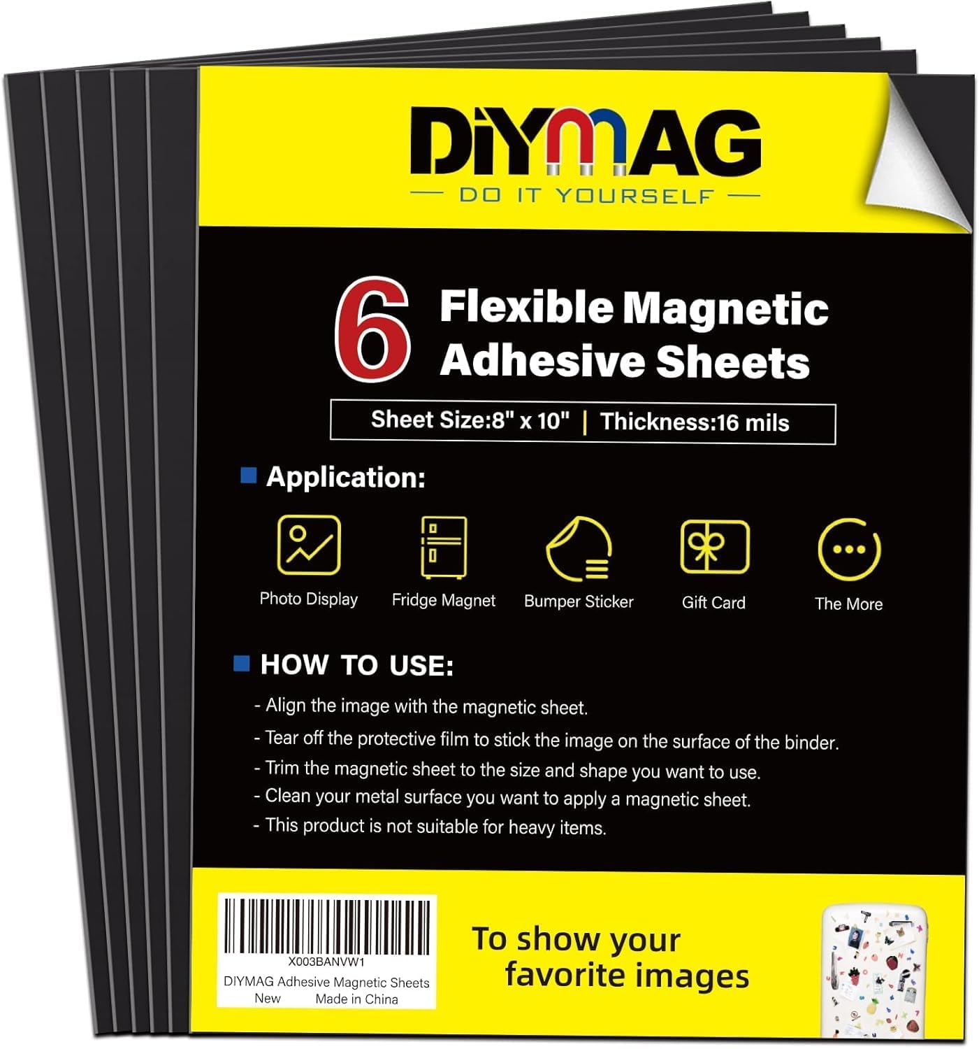 Adhesive Magnetic Sheets, |4" x 6"| 18 Packs, Flexible Magnet Sheets with Adhesive for Crafts, Photos and Die Storage, Easy Peel and Stick, Easy to Cut into Any Shape/Size (4" x 6"-18P)