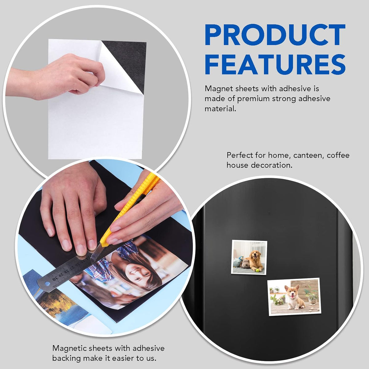 Adhesive Magnetic Sheets, |4" x 6"| 18 Packs, Flexible Magnet Sheets with Adhesive for Crafts, Photos and Die Storage, Easy Peel and Stick, Easy to Cut into Any Shape/Size (4" x 6"-18P)