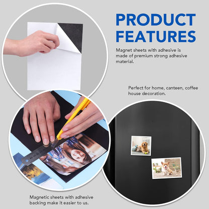 Adhesive Magnetic Sheets, |4" x 6"| 18 Packs, Flexible Magnet Sheets with Adhesive for Crafts, Photos and Die Storage, Easy Peel and Stick, Easy to Cut into Any Shape/Size (4" x 6"-18P)