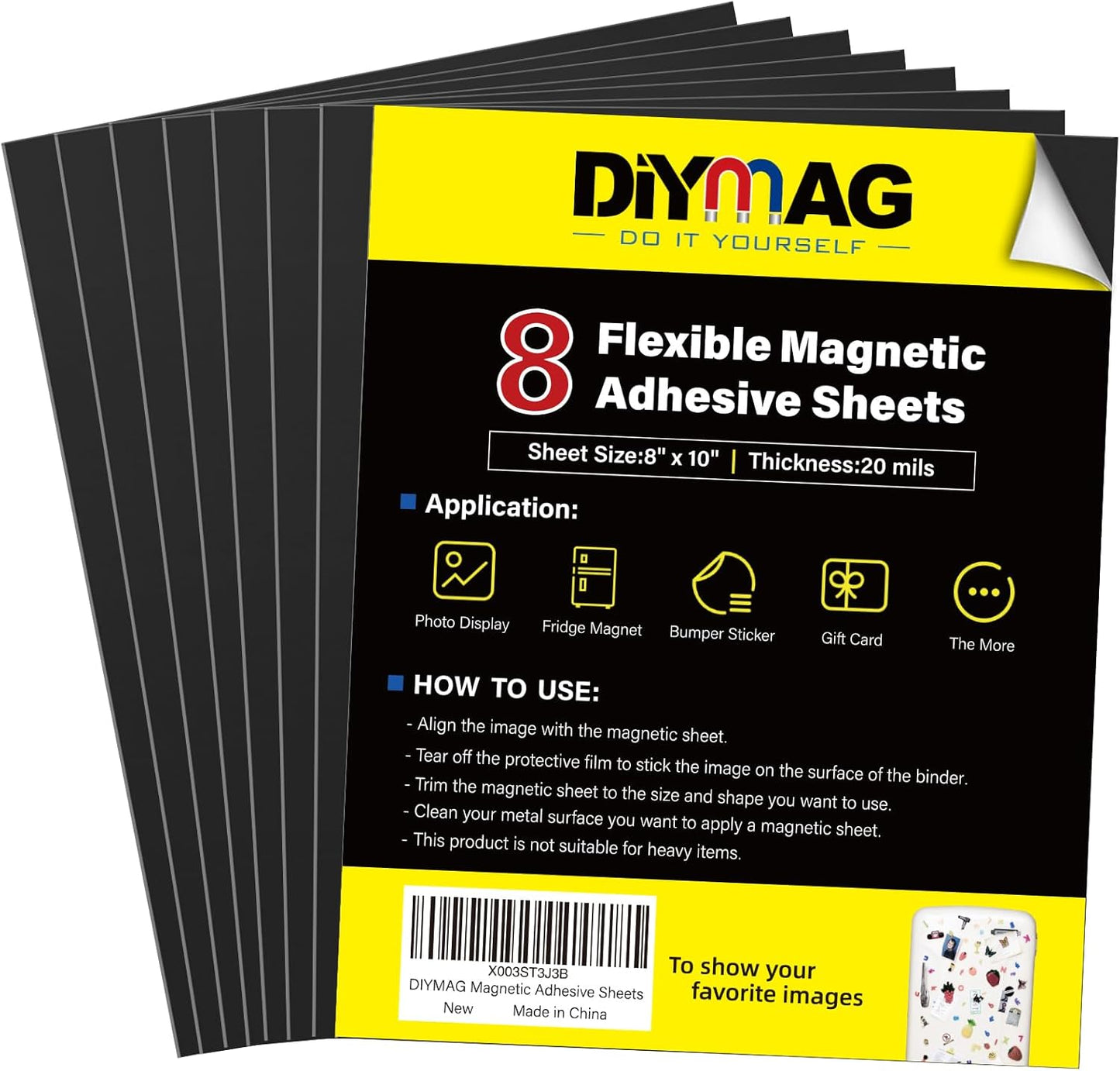 Adhesive Magnetic Sheets, |4" x 6"| 18 Packs, Flexible Magnet Sheets with Adhesive for Crafts, Photos and Die Storage, Easy Peel and Stick, Easy to Cut into Any Shape/Size (4" x 6"-18P)