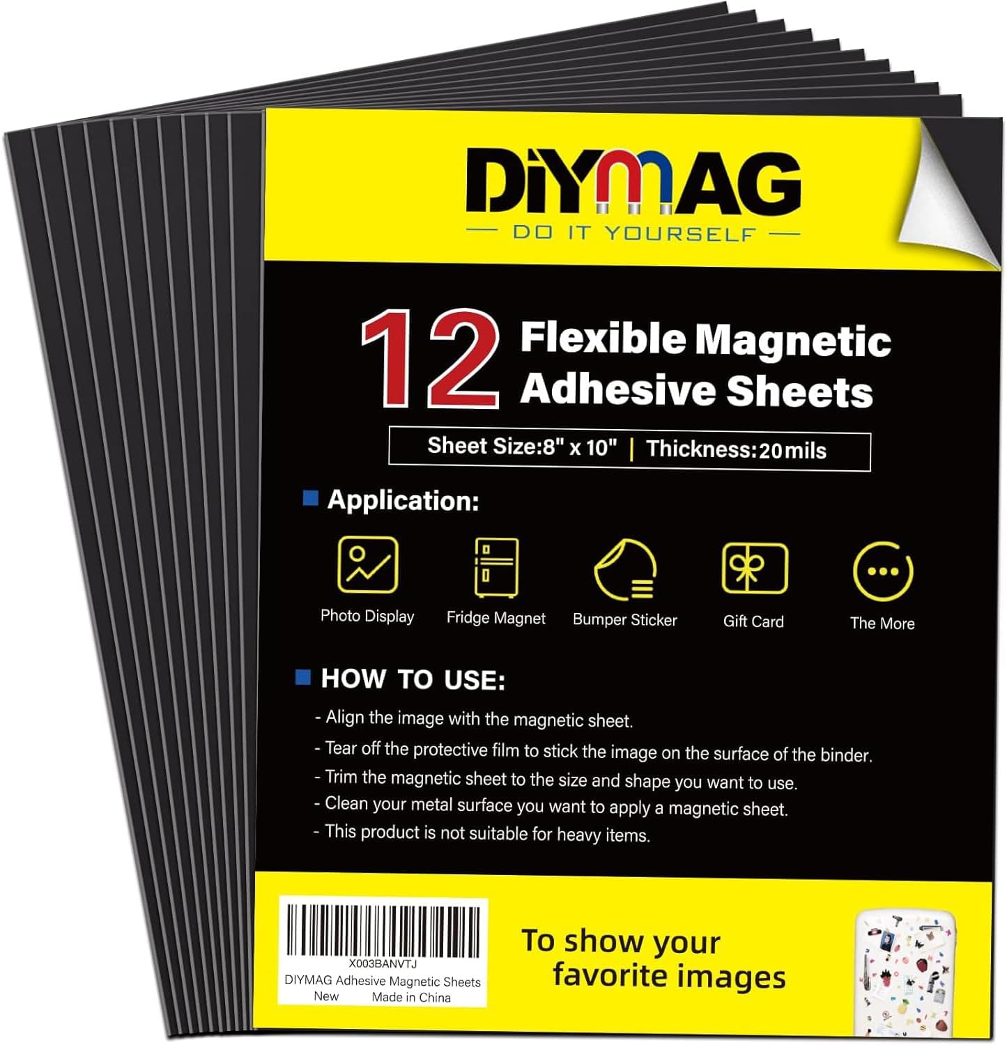 Adhesive Magnetic Sheets, |4" x 6"| 18 Packs, Flexible Magnet Sheets with Adhesive for Crafts, Photos and Die Storage, Easy Peel and Stick, Easy to Cut into Any Shape/Size (4" x 6"-18P)