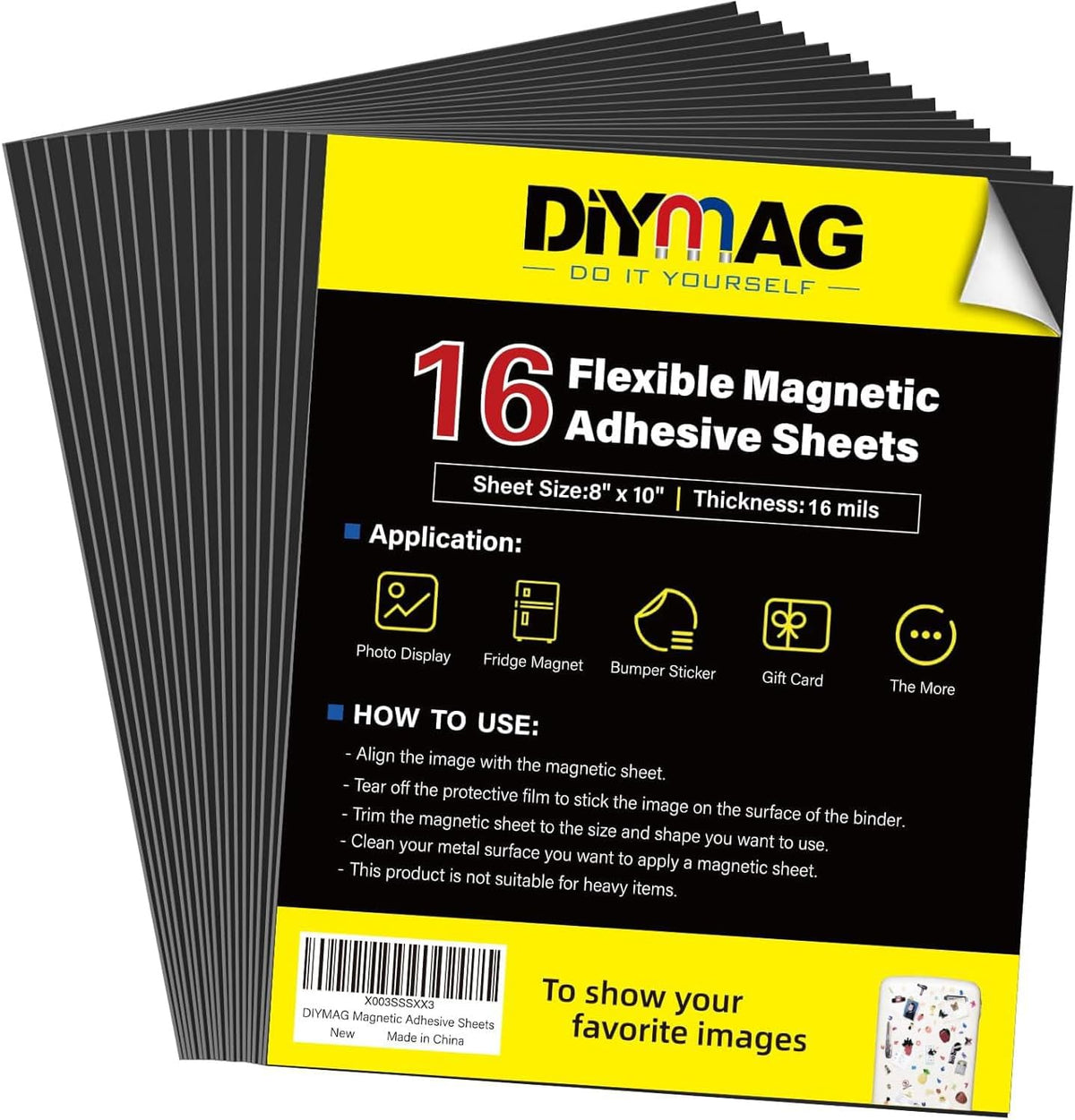 Adhesive Magnetic Sheets, |4" x 6"| 18 Packs, Flexible Magnet Sheets with Adhesive for Crafts, Photos and Die Storage, Easy Peel and Stick, Easy to Cut into Any Shape/Size (4" x 6"-18P)