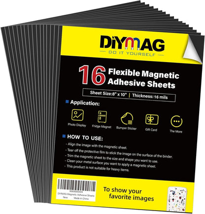 Adhesive Magnetic Sheets, |4" x 6"| 18 Packs, Flexible Magnet Sheets with Adhesive for Crafts, Photos and Die Storage, Easy Peel and Stick, Easy to Cut into Any Shape/Size (4" x 6"-18P)