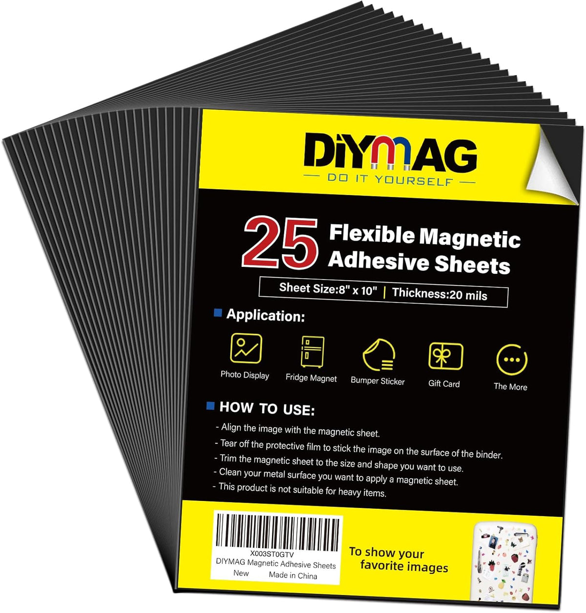 Adhesive Magnetic Sheets, |4" x 6"| 18 Packs, Flexible Magnet Sheets with Adhesive for Crafts, Photos and Die Storage, Easy Peel and Stick, Easy to Cut into Any Shape/Size (4" x 6"-18P)