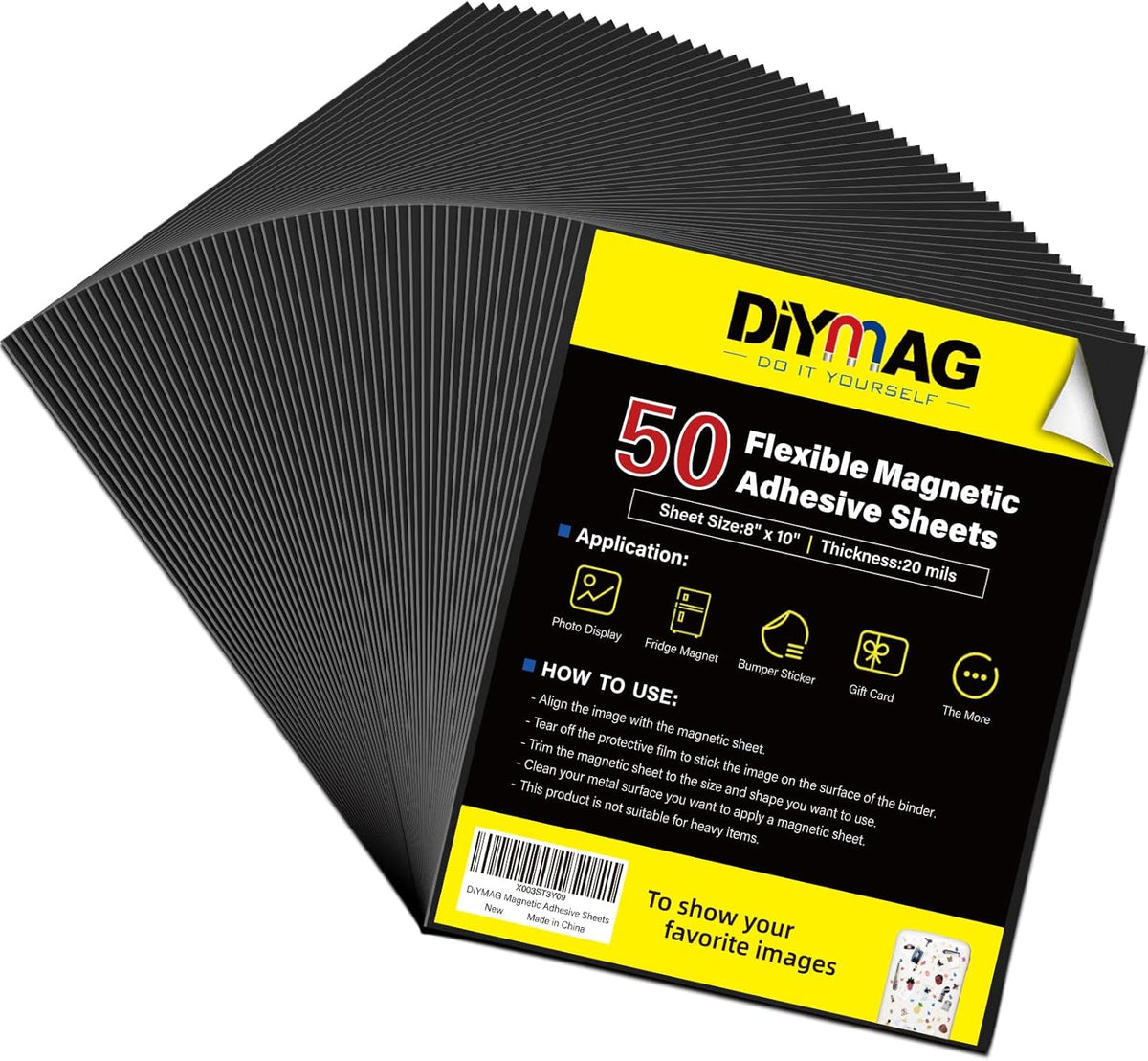 Adhesive Magnetic Sheets, |4" x 6"| 18 Packs, Flexible Magnet Sheets with Adhesive for Crafts, Photos and Die Storage, Easy Peel and Stick, Easy to Cut into Any Shape/Size (4" x 6"-18P)