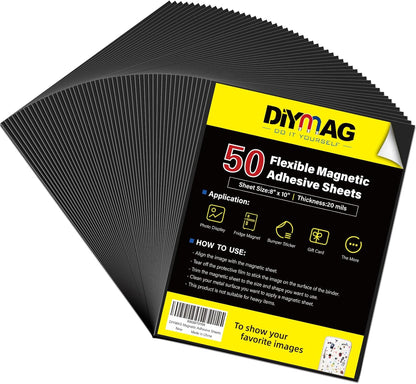 Adhesive Magnetic Sheets, |4" x 6"| 18 Packs, Flexible Magnet Sheets with Adhesive for Crafts, Photos and Die Storage, Easy Peel and Stick, Easy to Cut into Any Shape/Size (4" x 6"-18P)