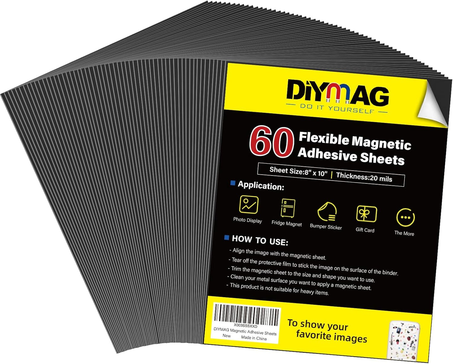 Adhesive Magnetic Sheets, |4" x 6"| 18 Packs, Flexible Magnet Sheets with Adhesive for Crafts, Photos and Die Storage, Easy Peel and Stick, Easy to Cut into Any Shape/Size (4" x 6"-18P)