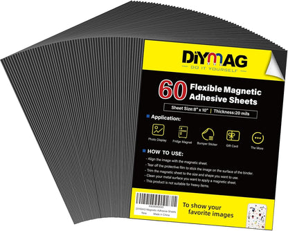 Adhesive Magnetic Sheets, |4" x 6"| 18 Packs, Flexible Magnet Sheets with Adhesive for Crafts, Photos and Die Storage, Easy Peel and Stick, Easy to Cut into Any Shape/Size (4" x 6"-18P)