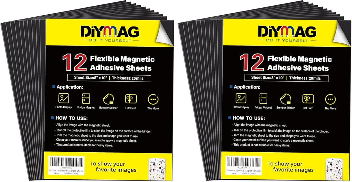 Adhesive Magnetic Sheets, |4" x 6"| 18 Packs, Flexible Magnet Sheets with Adhesive for Crafts, Photos and Die Storage, Easy Peel and Stick, Easy to Cut into Any Shape/Size (4" x 6"-18P)