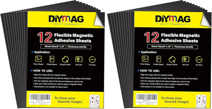 Adhesive Magnetic Sheets, |4" x 6"| 18 Packs, Flexible Magnet Sheets with Adhesive for Crafts, Photos and Die Storage, Easy Peel and Stick, Easy to Cut into Any Shape/Size (4" x 6"-18P)