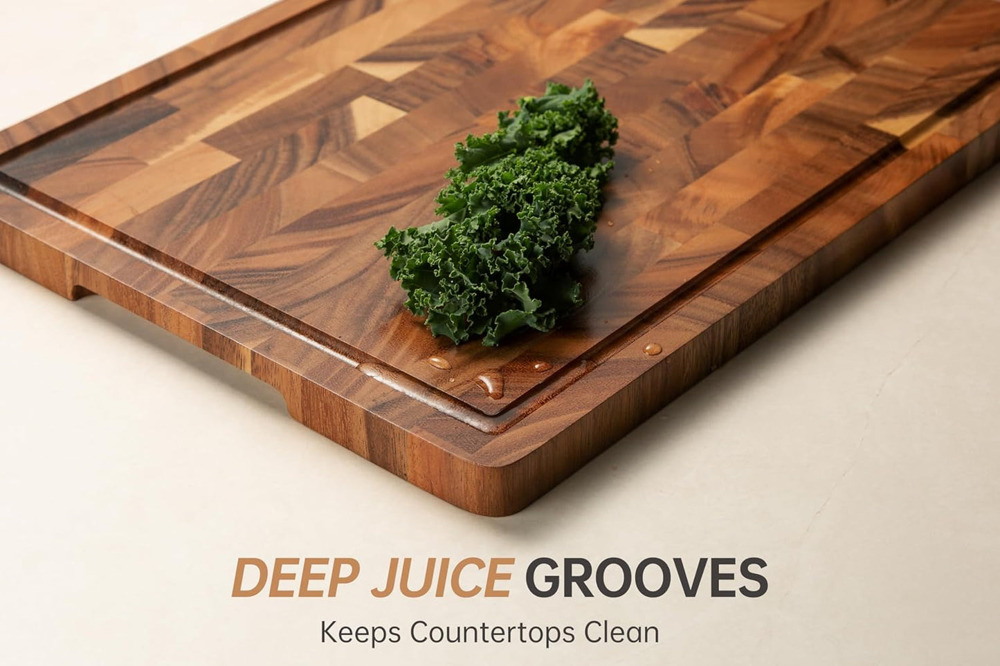 Walnut Wood Cutting Board, End Grain Wooden Cutting Boards for Kitchen, Chopping Block with Deep Juice Groove & Handles, Gift Box, 16.5"x11.6"x0.8"