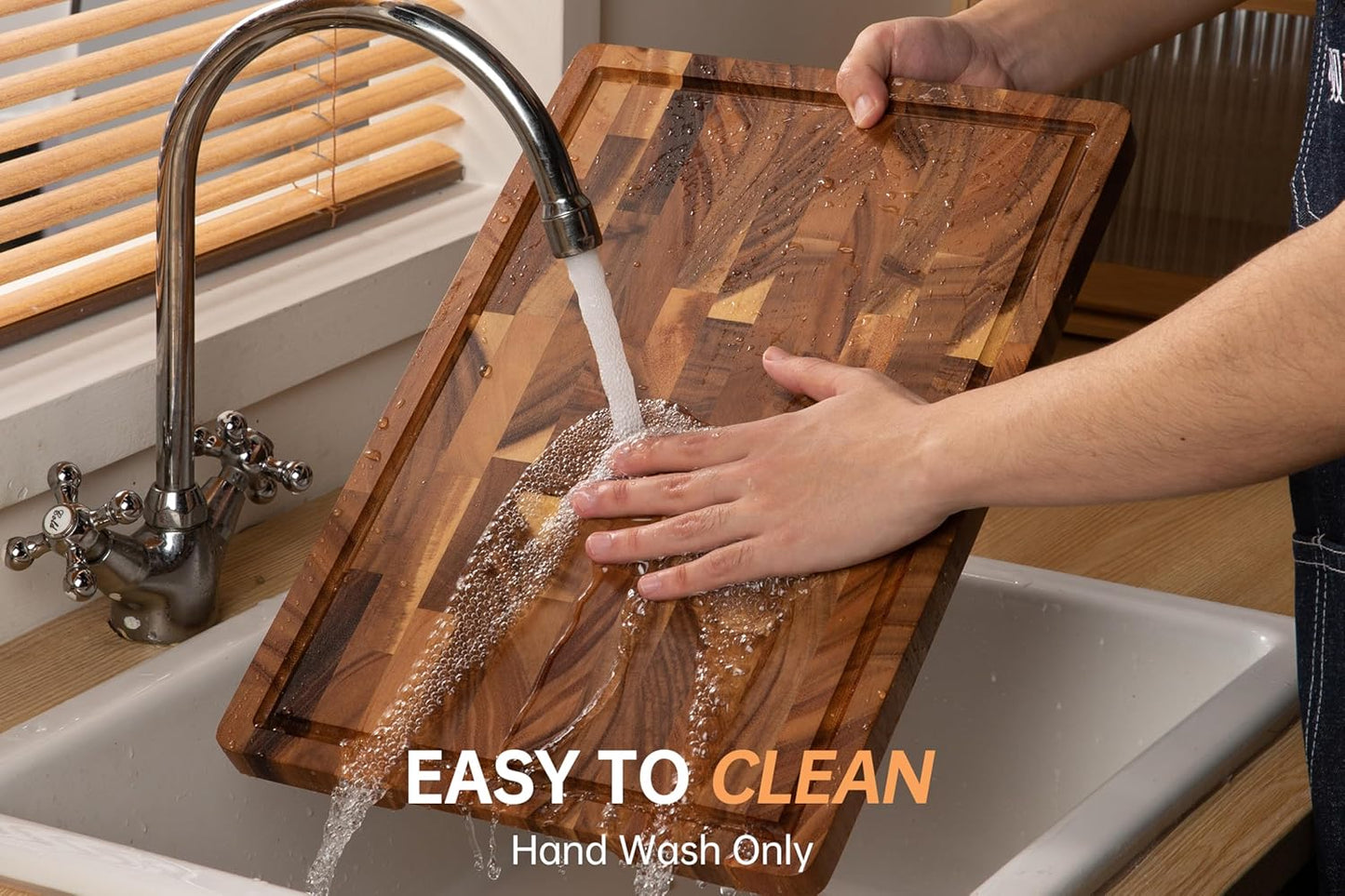 Walnut Wood Cutting Board, End Grain Wooden Cutting Boards for Kitchen, Chopping Block with Deep Juice Groove & Handles, Gift Box, 16.5"x11.6"x0.8"