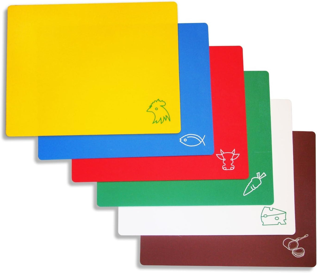 Flexible Cutting Board Set, Assorted Colors, BPA-Free Plastic, 6 Count