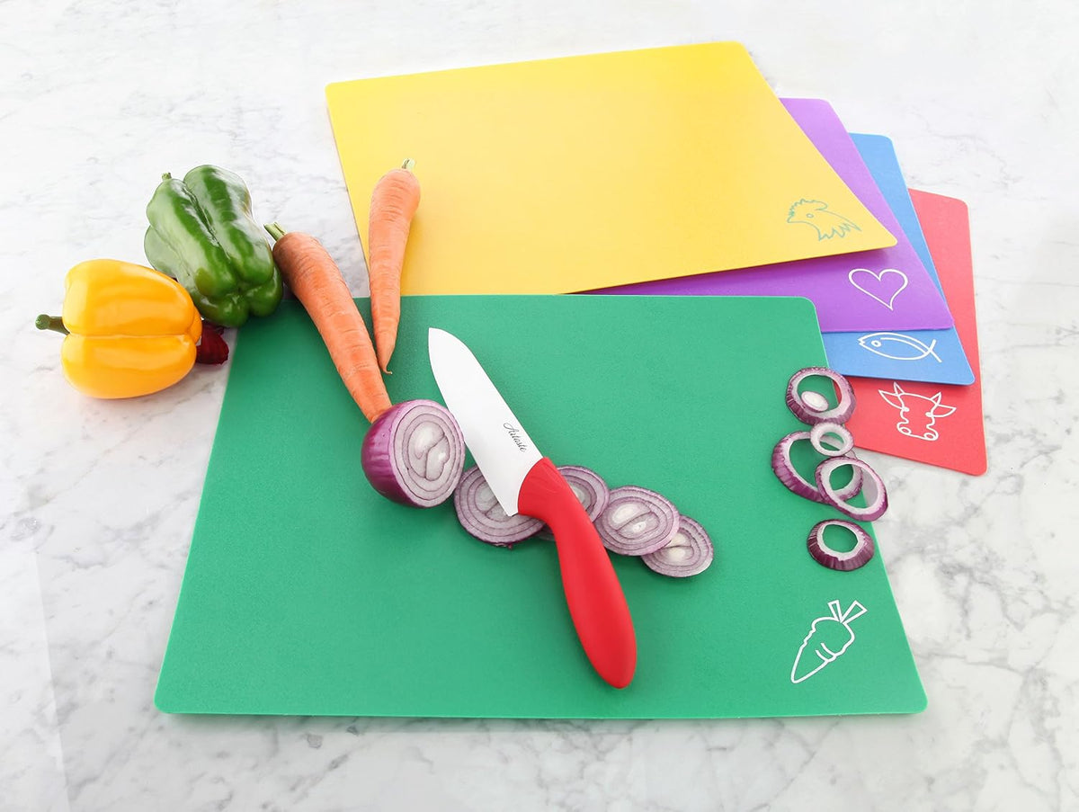 Flexible Cutting Board Set, Assorted Colors, BPA-Free Plastic, 6 Count