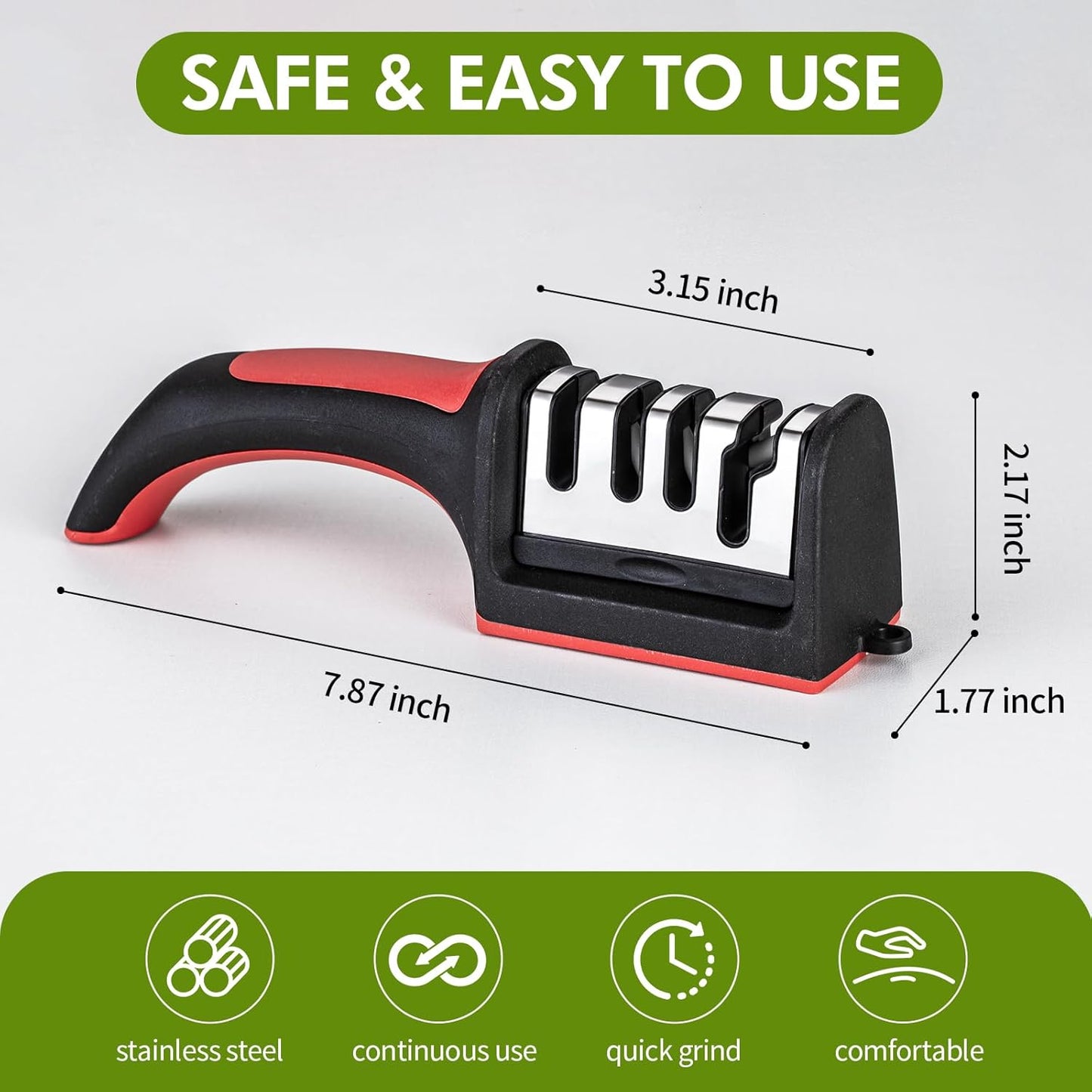 Professional 4-in-1 Knife Sharpener with Tungsten Steel & Ceramic Slots, Manual Sharpener for Chef Knives, Scissors & Straight Edge Blades - Home Kitchen Tool