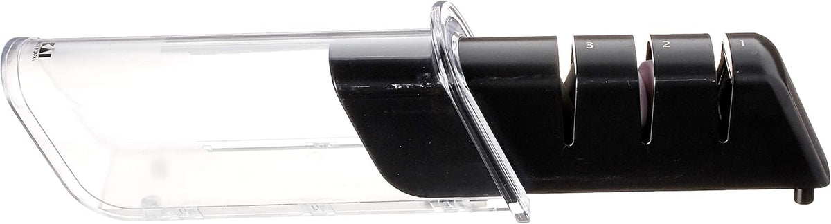 PRO Ceramic Diamond Pull Sharpening System | 3 Step Retractable Sharpener for Straight, Double-Bevel Blades, Knife Sharpener