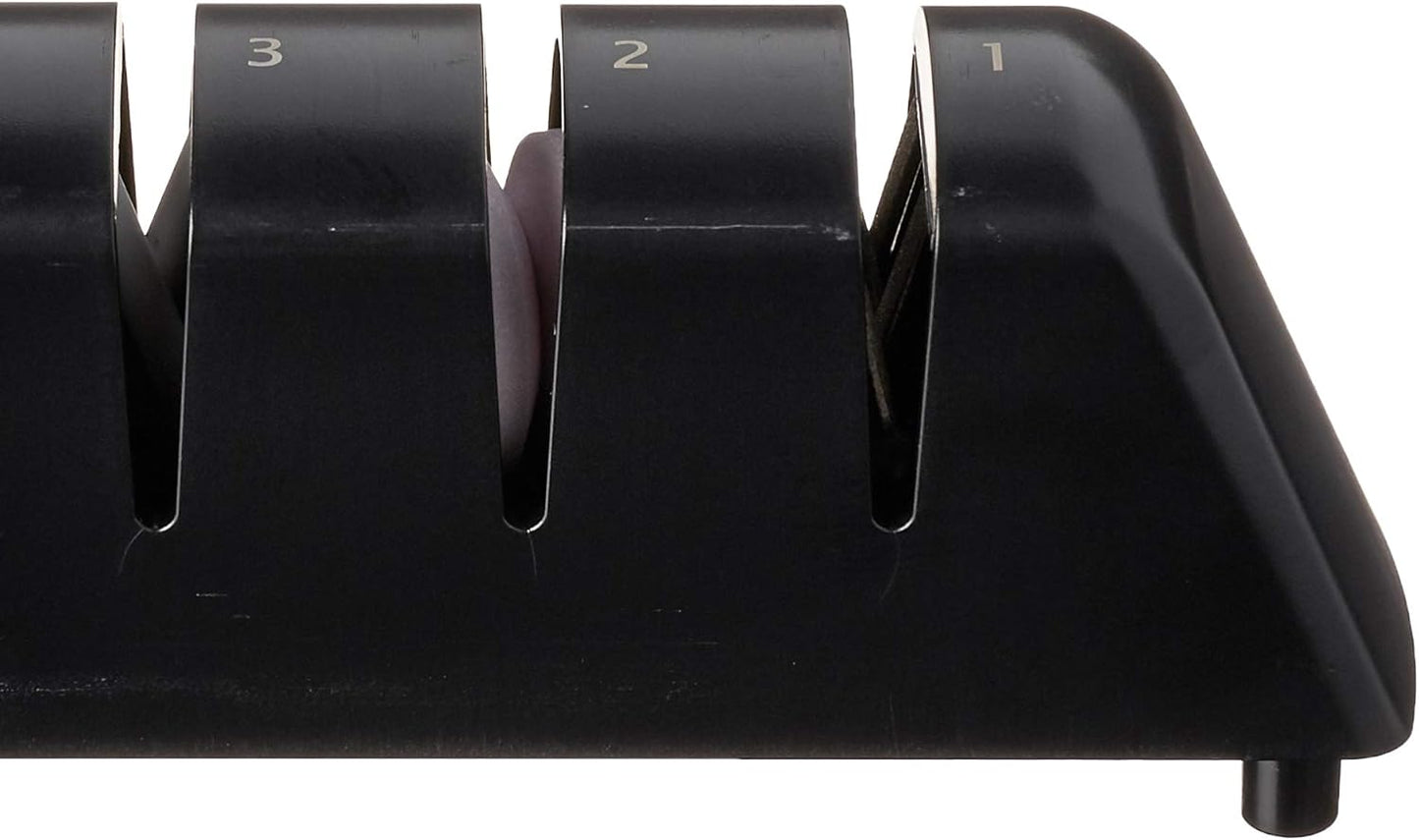 PRO Ceramic Diamond Pull Sharpening System | 3 Step Retractable Sharpener for Straight, Double-Bevel Blades, Knife Sharpener