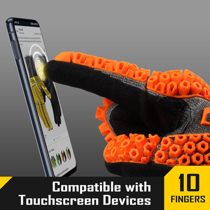 A5 Cut Resistant Gloves with Impact Resistant TPR, Touchscreen Nitrile Dipped Safety Work Gloves with Grip, 1/3 Pair
