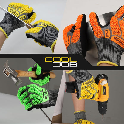 A5 Cut Resistant Gloves with Impact Resistant TPR, Touchscreen Nitrile Dipped Safety Work Gloves with Grip, 1/3 Pair