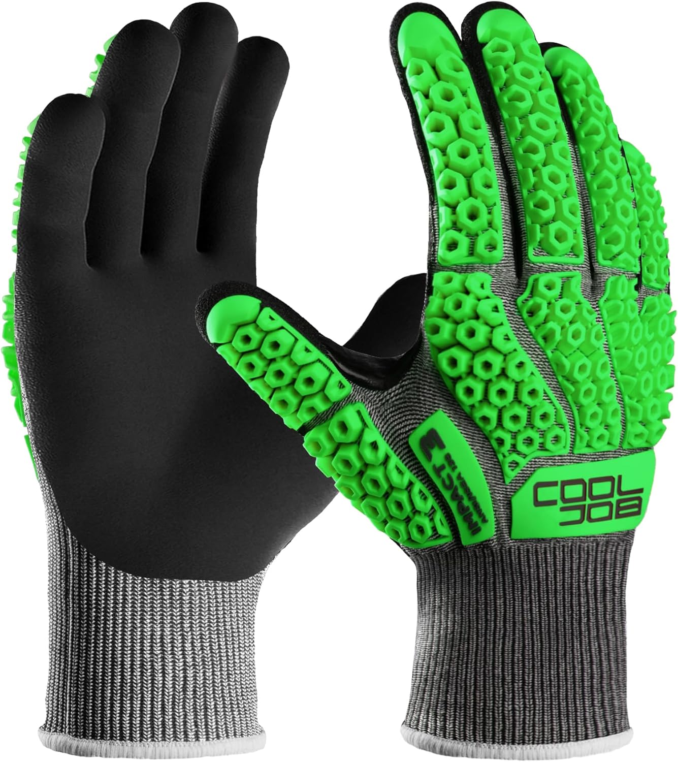 A5 Cut Resistant Gloves with Impact Resistant TPR, Touchscreen Nitrile Dipped Safety Work Gloves with Grip, 1/3 Pair