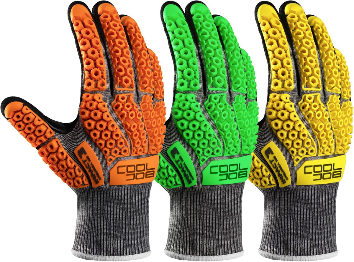 A5 Cut Resistant Gloves with Impact Resistant TPR, Touchscreen Nitrile Dipped Safety Work Gloves with Grip, 1/3 Pair