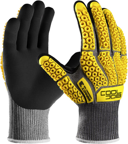 A5 Cut Resistant Gloves with Impact Resistant TPR, Touchscreen Nitrile Dipped Safety Work Gloves with Grip, 1/3 Pair