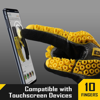 A5 Cut Resistant Gloves with Impact Resistant TPR, Touchscreen Nitrile Dipped Safety Work Gloves with Grip, 1/3 Pair