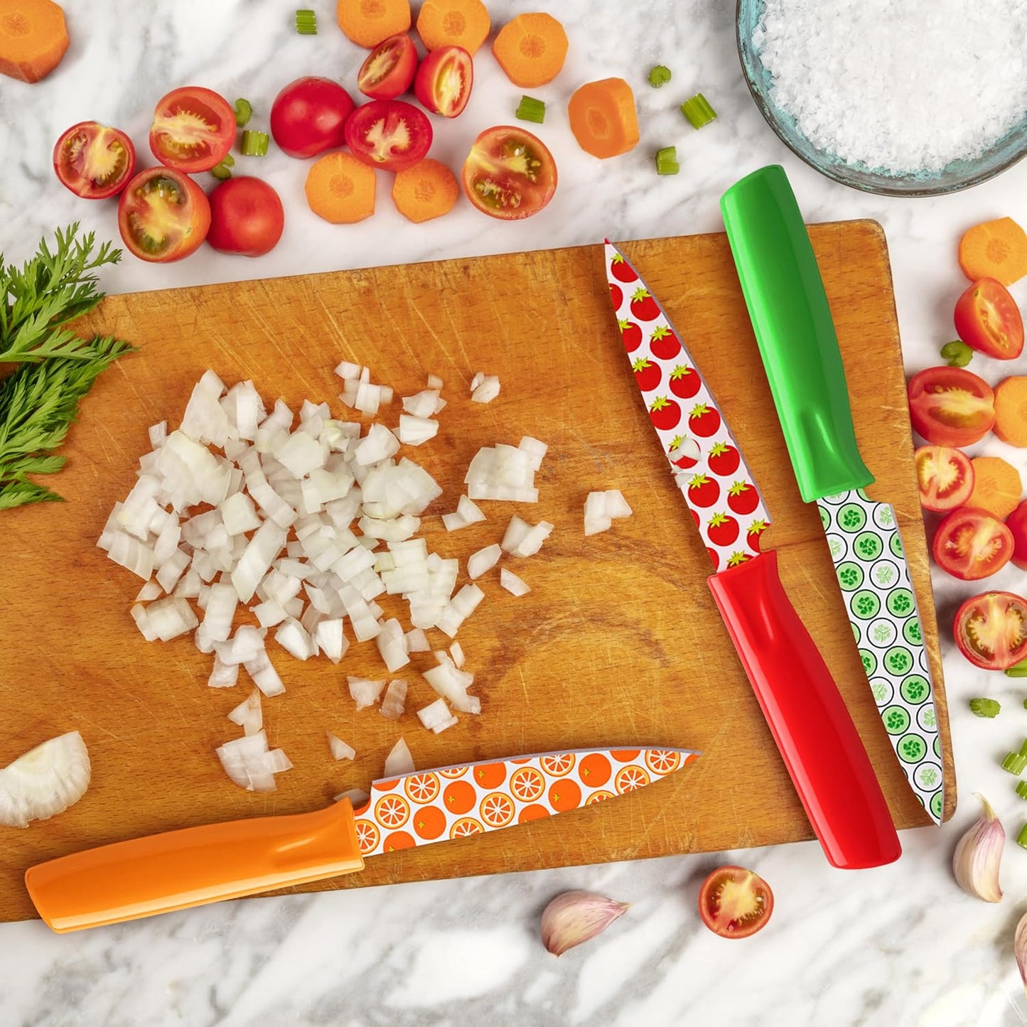 Kitchen Essentials Kitchen Tools & Cutlery Collection, Kitchen Accessories & Cutlery, Printed Paring Knife Set, 3-Piece