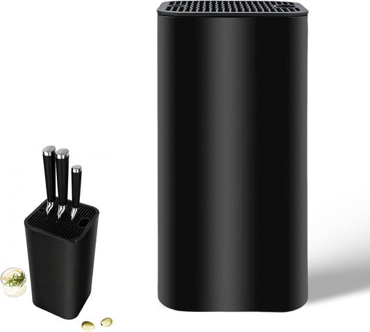Universal Knife Block, Detachable Square Knife Storage Holder (Knives Not Included) - Black Kitchen Knife Stand