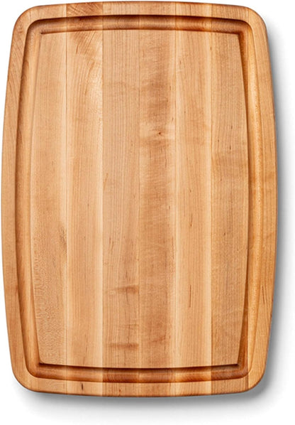 CB Series Rectangular Wooden Maple Cutting Board 24”x18” – 1.5” Thick, 18-lb Reversible Butcher Block with Juice Groove, Edge-Grain & Finger Grips – Made in the USA