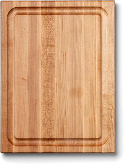 CB Series Rectangular Wooden Maple Cutting Board 24”x18” – 1.5” Thick, 18-lb Reversible Butcher Block with Juice Groove, Edge-Grain & Finger Grips – Made in the USA