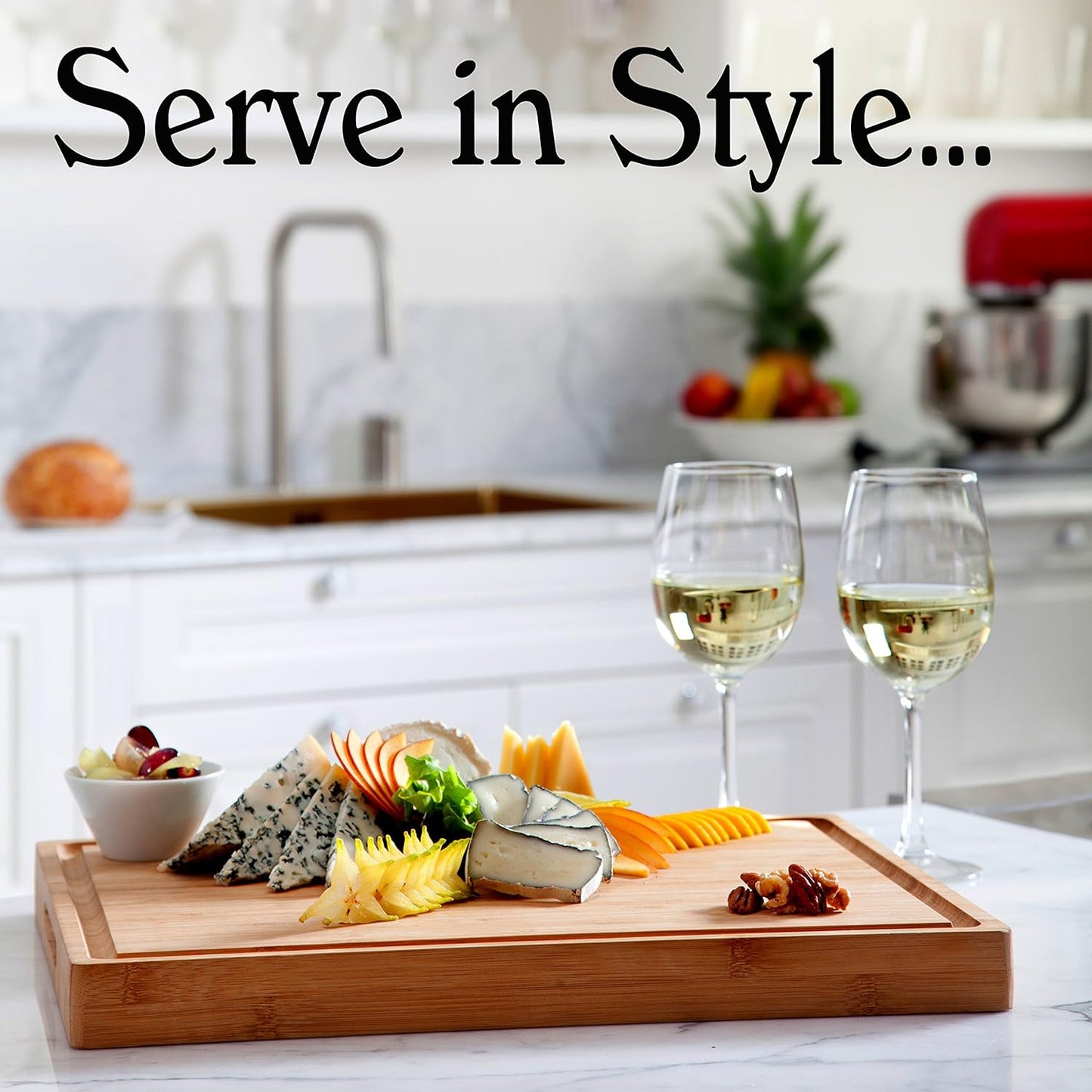PREMIUM ACACIA Cutting Board & Professional Heavy Duty Butcher Block w/Juice Groove - Extra Large (17"x13"x1.4") Organic, End Grain Chopping Block. Ideal Serving Tray for Meat & Cheese