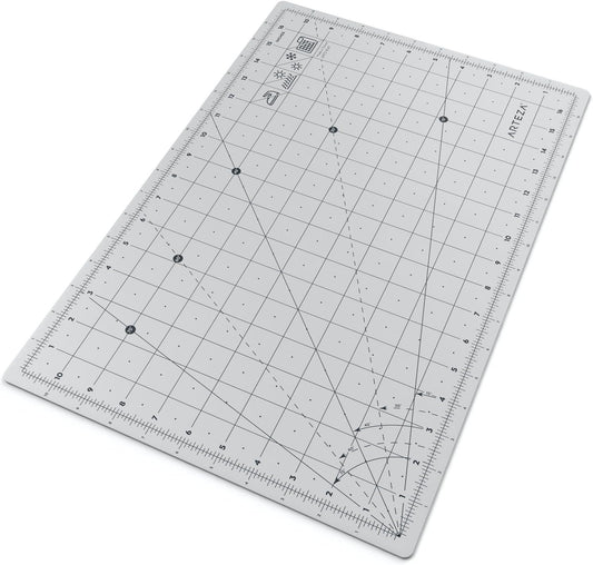 Self Healing Rotary Cutting Mat, 12"x18" with Grid & Non Slip Surface for Fabric, Paper, Vinyl, Plastic, Eco Friendly, Durable & Flexible, Great for Crafts, Quilting, Sewing, Scrapbooking