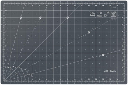 Self Healing Rotary Cutting Mat, 12"x18" with Grid & Non Slip Surface for Fabric, Paper, Vinyl, Plastic, Eco Friendly, Durable & Flexible, Great for Crafts, Quilting, Sewing, Scrapbooking