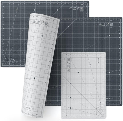 Self Healing Rotary Cutting Mat, 12"x18" with Grid & Non Slip Surface for Fabric, Paper, Vinyl, Plastic, Eco Friendly, Durable & Flexible, Great for Crafts, Quilting, Sewing, Scrapbooking