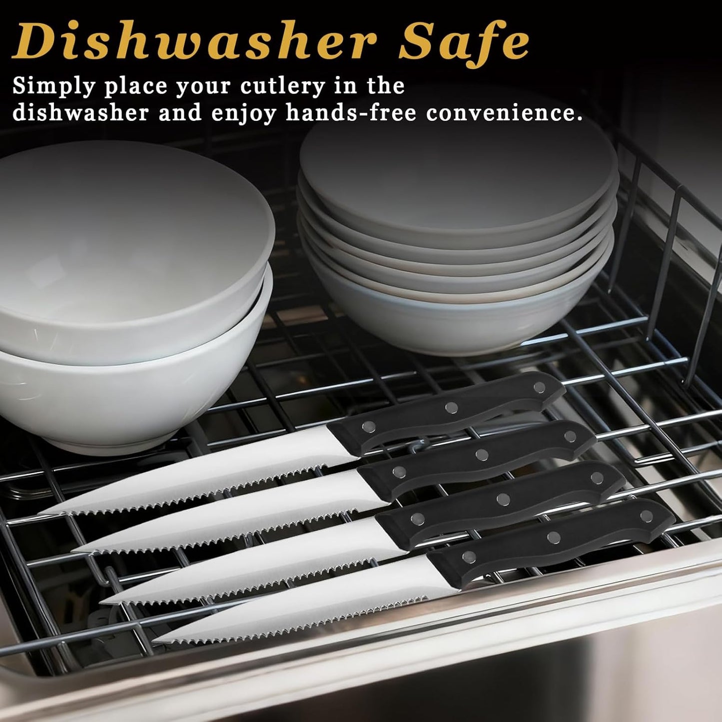 Steak Knives Set, Premium Stainless Steel Steak Knives Set of 4, Lightweight & Durable Steak Knife, Professional Kitchen Knife Dishwasher Safe