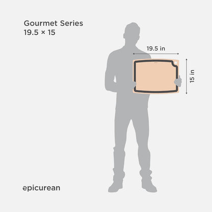 Gourmet Series Cutting Board with Juice Groove, 19.5-Inch by 15-Inch, Natural/Slate
