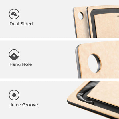 Gourmet Series Cutting Board with Juice Groove, 19.5-Inch by 15-Inch, Natural/Slate