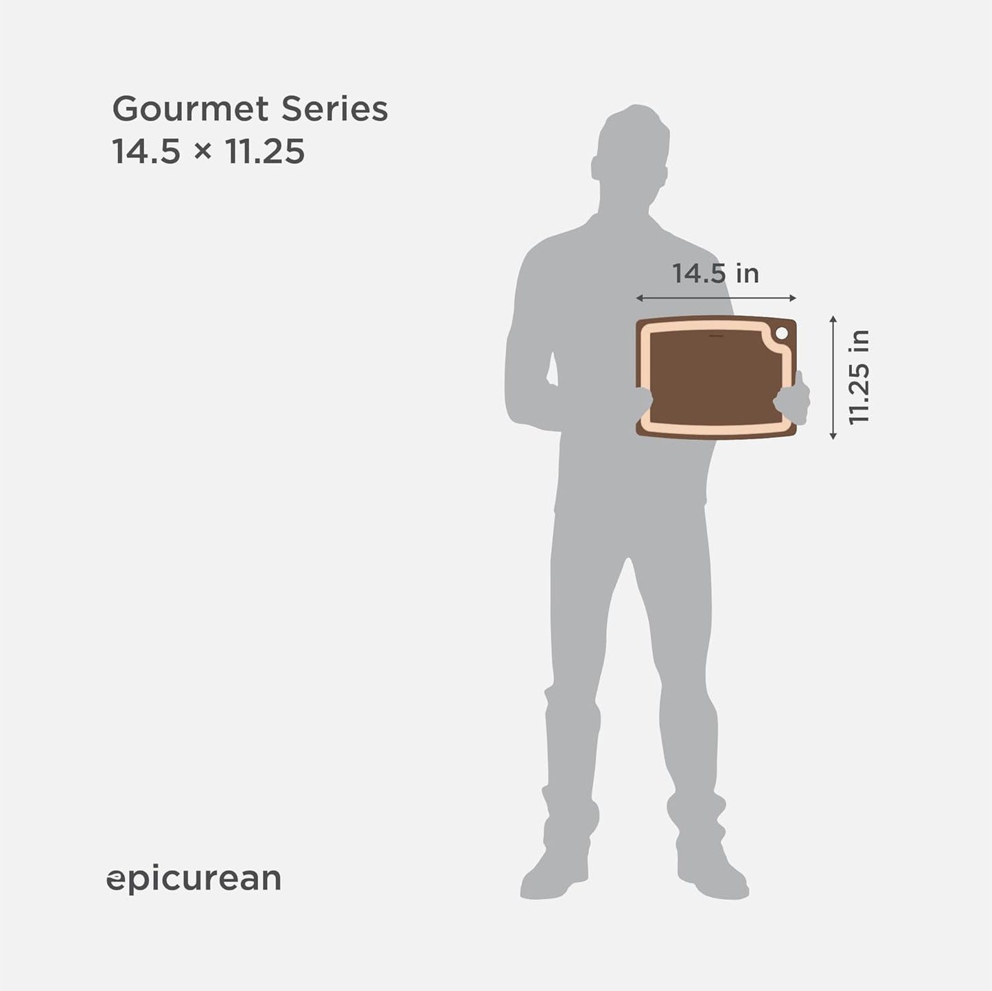 Gourmet Series Cutting Board with Juice Groove, 19.5-Inch by 15-Inch, Natural/Slate