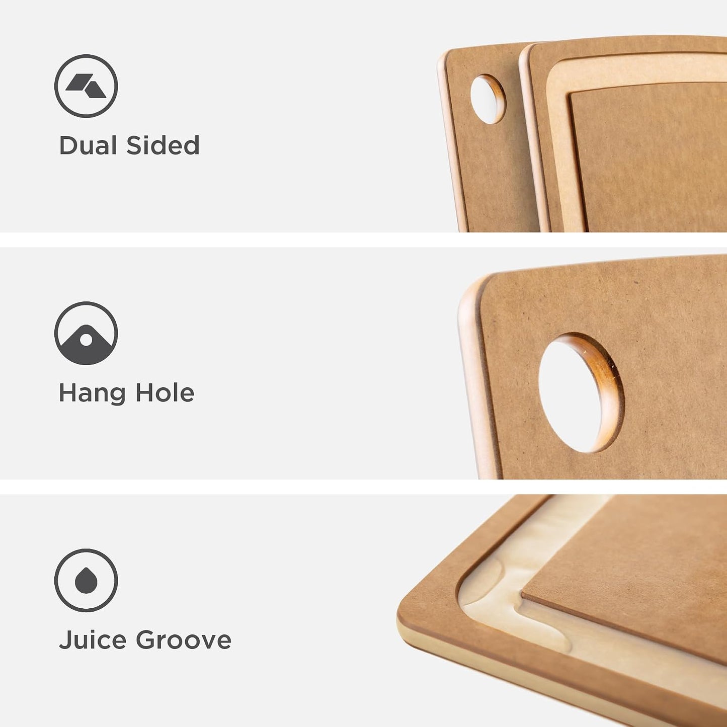 Gourmet Series Cutting Board with Juice Groove, 19.5-Inch by 15-Inch, Natural/Slate