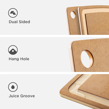 Gourmet Series Cutting Board with Juice Groove, 19.5-Inch by 15-Inch, Natural/Slate