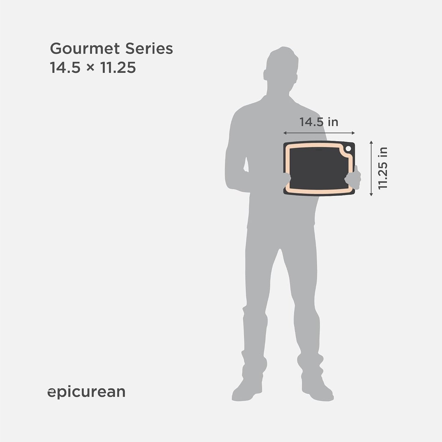 Gourmet Series Cutting Board with Juice Groove, 19.5-Inch by 15-Inch, Natural/Slate