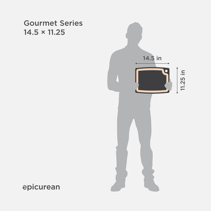 Gourmet Series Cutting Board with Juice Groove, 19.5-Inch by 15-Inch, Natural/Slate