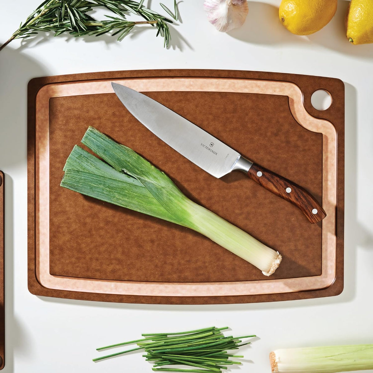 Gourmet Series Cutting Board with Juice Groove, 19.5-Inch by 15-Inch, Natural/Slate