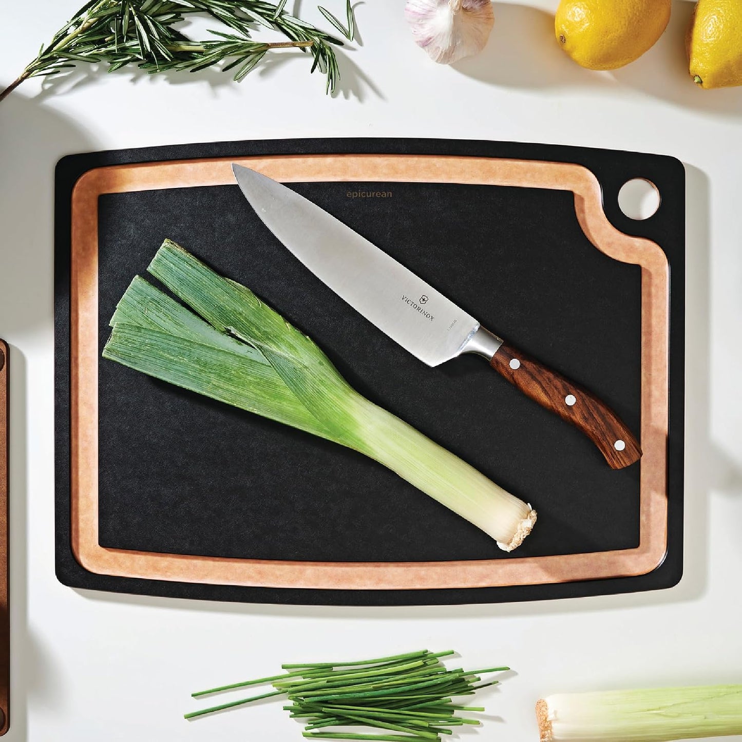 Gourmet Series Cutting Board with Juice Groove, 19.5-Inch by 15-Inch, Natural/Slate