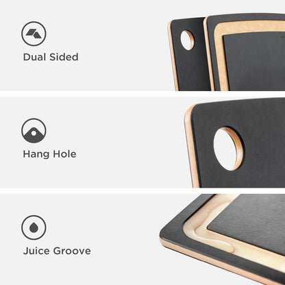Gourmet Series Cutting Board with Juice Groove, 19.5-Inch by 15-Inch, Natural/Slate
