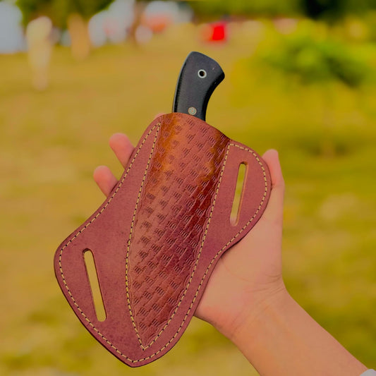 Handmade Leather Knife Sheath for Fixed Blade Knives, Pancake Sheath with Horizontal Carry Sheath for Hunting and Outdoor Use, Fits 4–6 Inch Blades