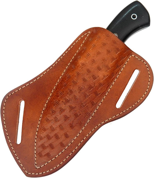 Handmade Leather Knife Sheath for Fixed Blade Knives, Pancake Sheath with Horizontal Carry Sheath for Hunting and Outdoor Use, Fits 4–6 Inch Blades