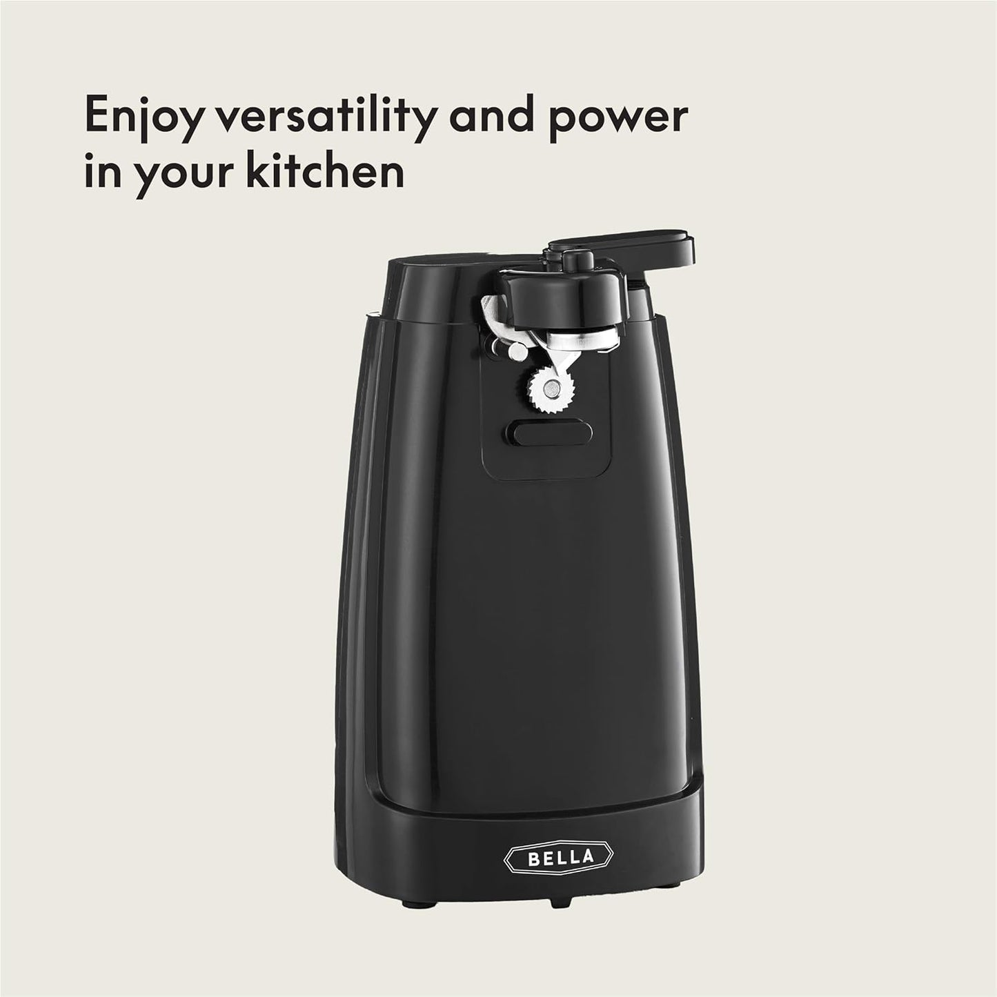 Electric Can Opener and Knife Sharpener, Removable Cutting Lever, Cord Storage, Stainless Steel Blade, Black